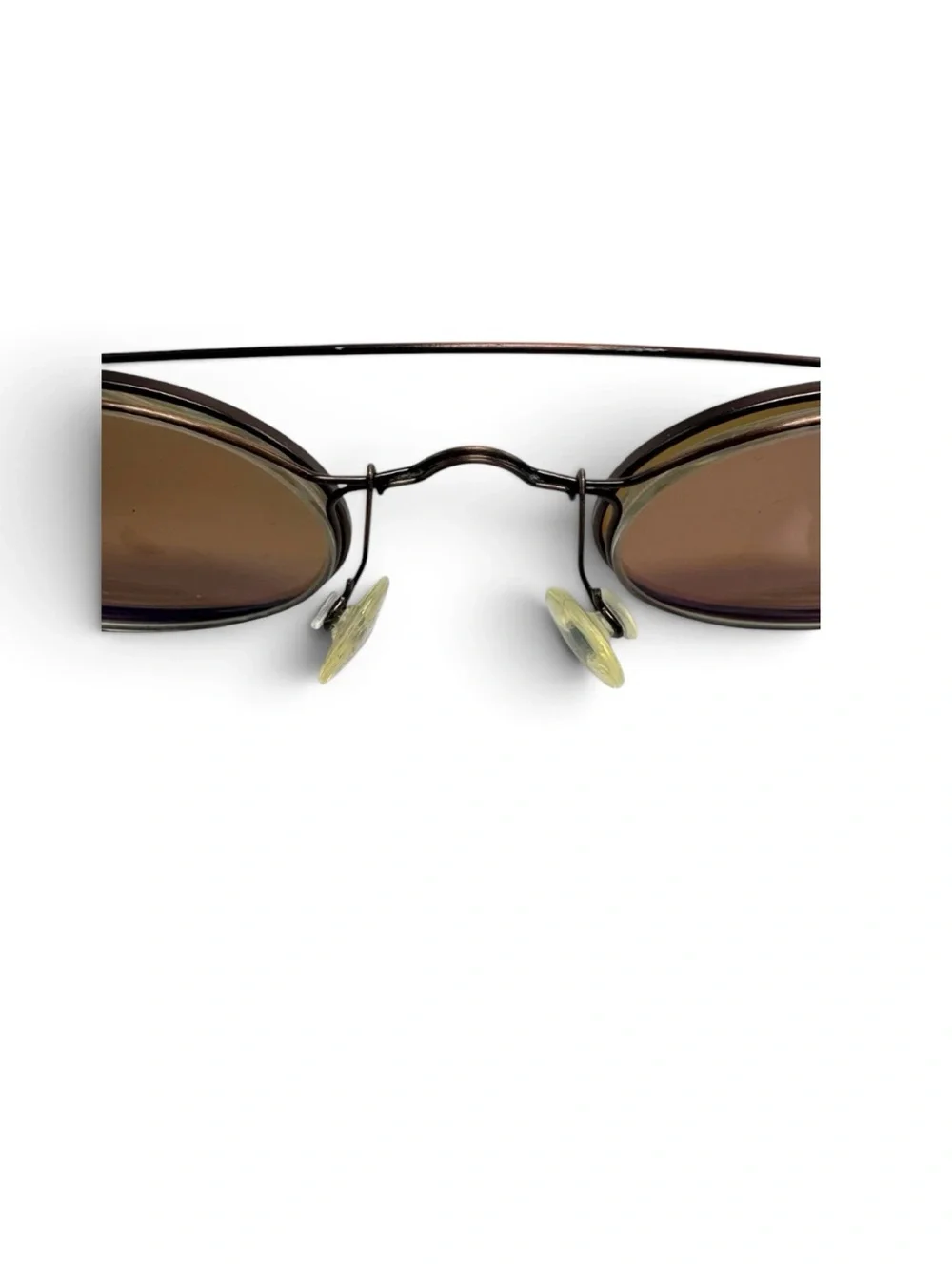 Vintage Oval Sunglasses Brown Tint Wire Metal Frame 44-25-125 Unisex